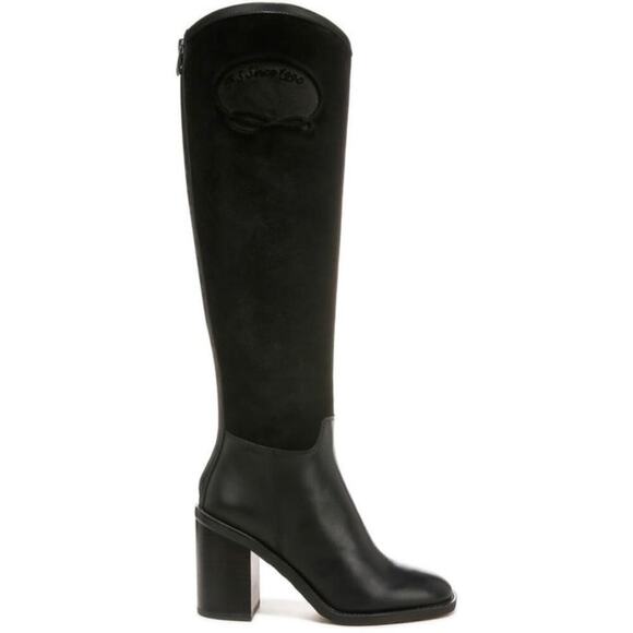 FRANCO SARTO RIVET SUEDE TALL BOOT IN BLACK NWOB WOMEN'S‎ SIZE 5M - Picture 1 of 16